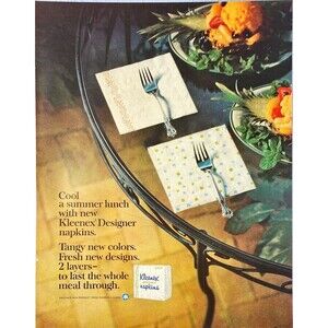 Kleenex Napkins "Two Layers to Last the Wole Meal Through" Vintage Print Ad 1967